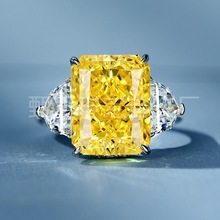 厂家直销925银黄钻满镶豪华钻戒高碳钻女镀铑金中高端饰品批发