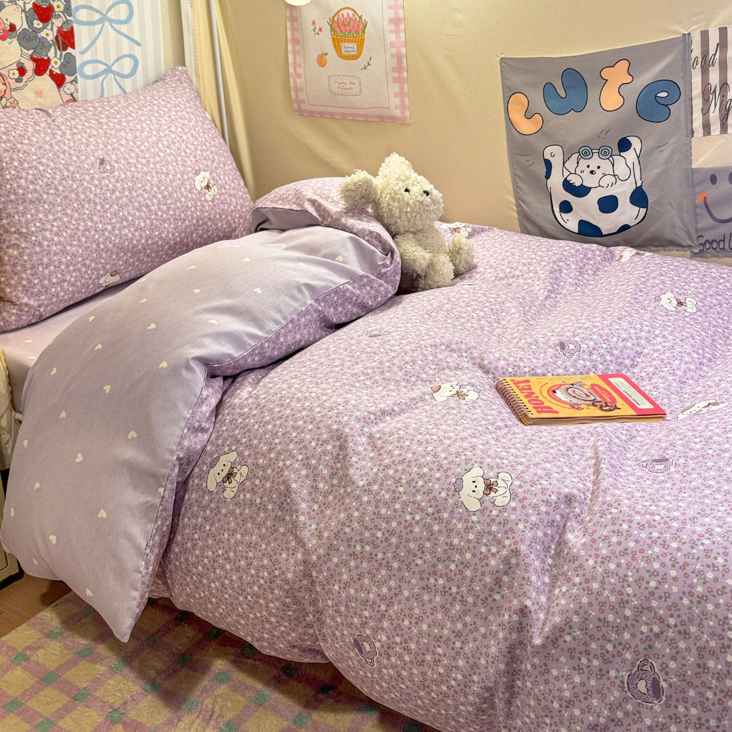 Ropa de cama de tres piezas para dormitorio de estudiantes de algodón puro 100% algodón, ropa de cama para dormitorio individual y doble, juego de cuatro piezas