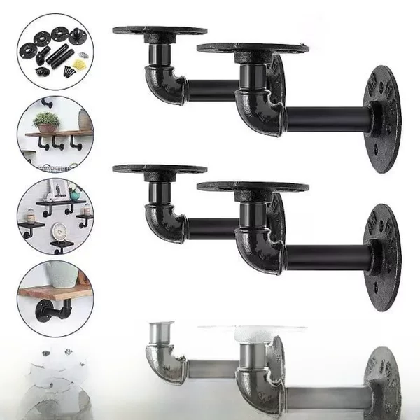 Floating wall industrial pipe shelf bracket industrial wind wall-mounted iron pipe floating rack decorative iron pipe bracket