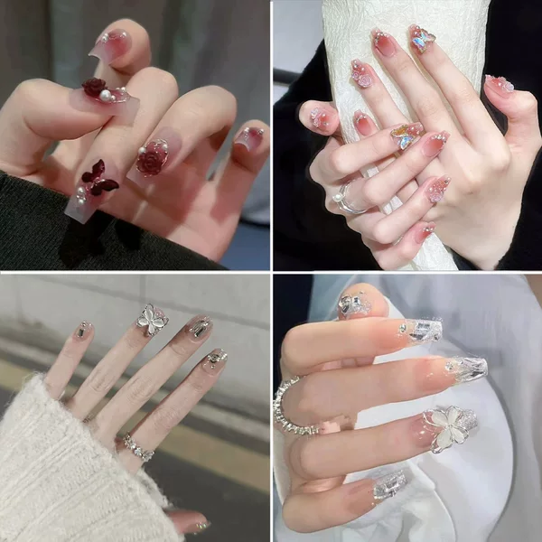 Hand-worn armor wholesale net red explosions broken diamond butterfly glitter nail nail nail piece finished nail patch collection
