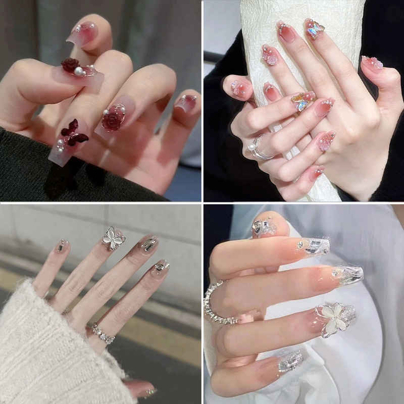 Hand-worn armor wholesale net red explosions broken diamond butterfly glitter nail nail nail piece finished nail patch collection