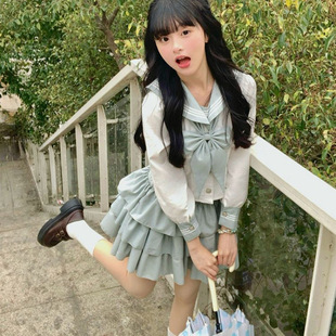 Jk Suit Sailor Suit Mint Green School Supply Waist College Style Middle Suit
