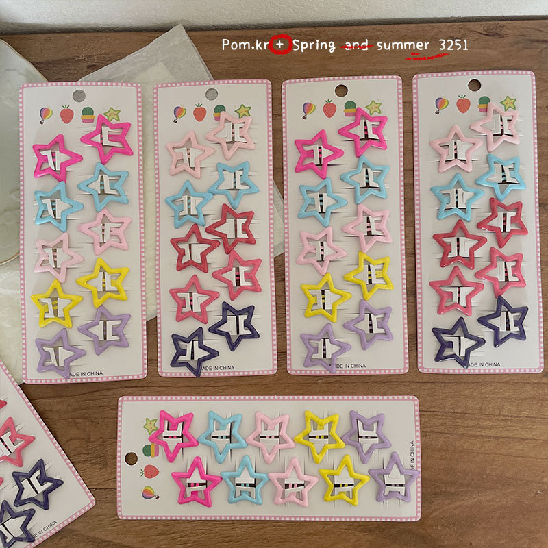 New Korean-Style Colorful Dopamine Star Hair Clips for Children, Simple Dopamine Hairpins for Baby Girls