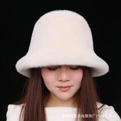 漁師帽女性用越境卸売人気商品イミテーションミンクファー大頭囲秋冬厚手保温フリース帽子