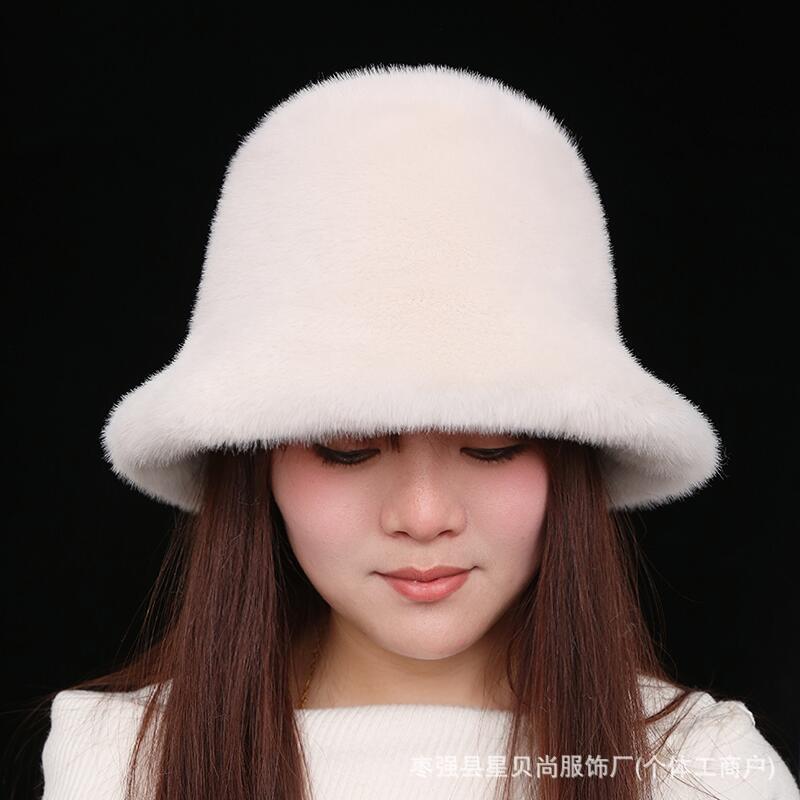 漁師帽女性用越境卸売人気商品イミテーションミンクファー大頭囲秋冬厚手保温フリース帽子|undefined