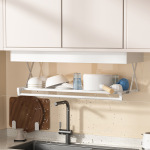 厨房置物架壁挂吊柜下拉扩展收纳储物多功能架子沥水架锅架锅具架