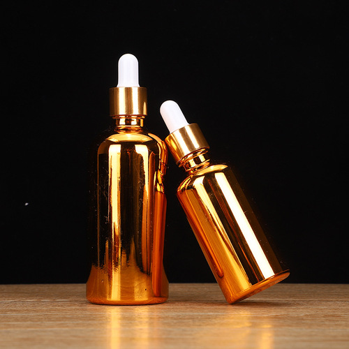 Gold electroplated essential oil bottle, cosmetic fine mist spray bottle, pressed lotion bottle, essence sub-bottling bottle wholesale