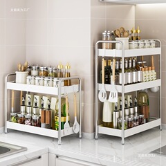 ✅ ステンレス鋼のキッチンスパイスラック家庭用カウンタートップ狭いスパイス収納ラック多機能油塩ソース酢収納