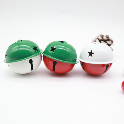 4CM Dual-Color Five-Star Bell Christmas Decoration Apple Gift Box DIY Accessories Pet Keychain Bell Christmas Bell