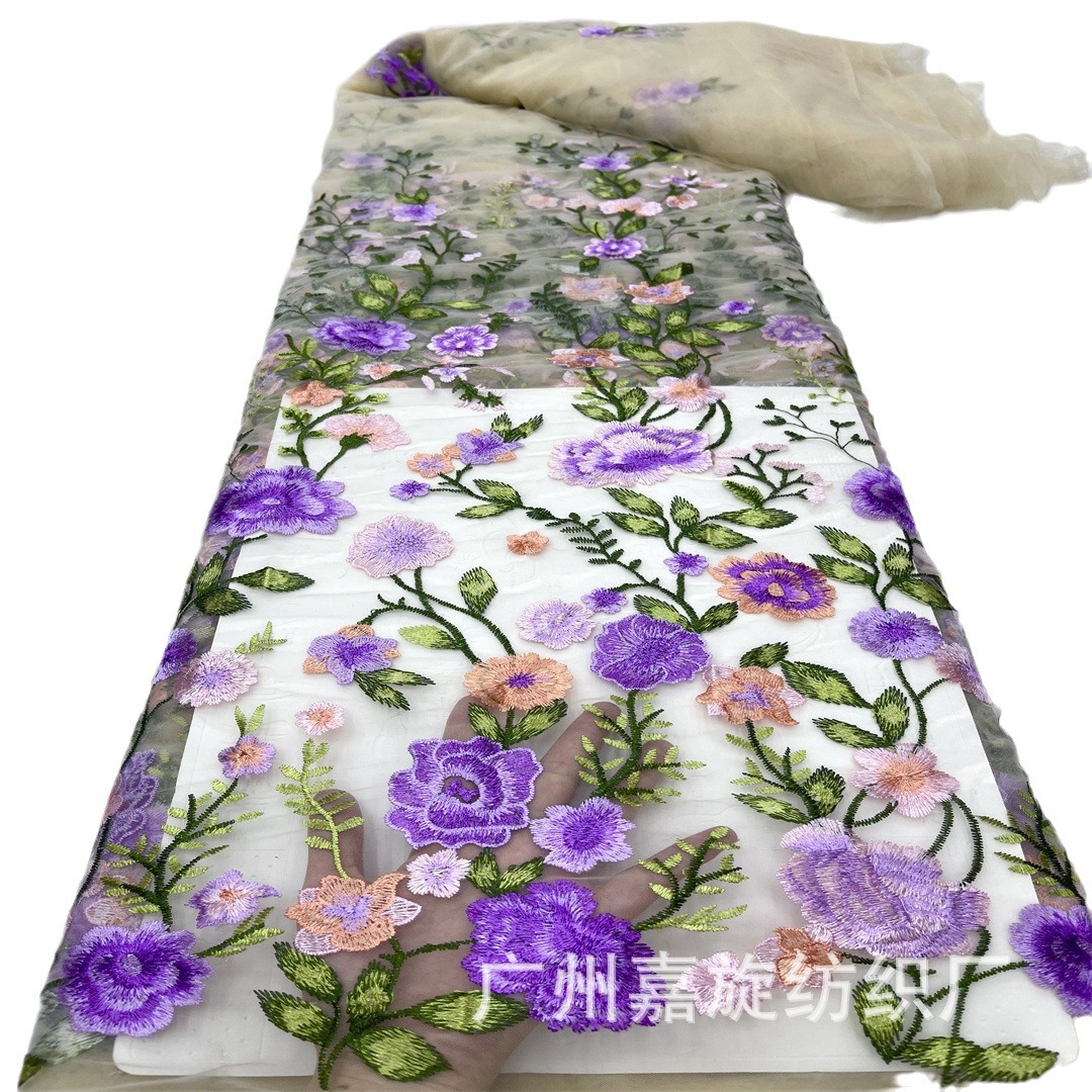 Patrón Vintage bordado encaje Malla tela europea y americana vestido de novia vestido encaje bordado tela JX4088