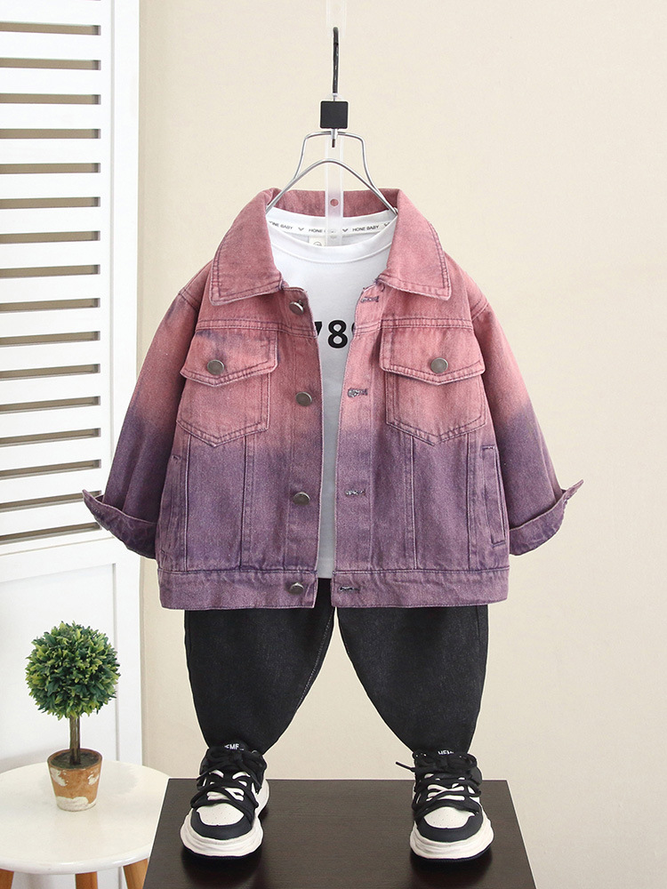 6170 Chaqueta de mezclilla para niños Chaqueta de moda para niños de otoño 2025 nuevo estilo de primavera y otoño para bebés ropa exterior fresca de moda