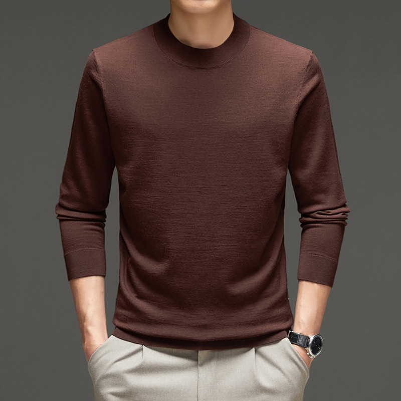 기계 세탁기 48 PCTS 최악의 스웨터 남자의 가을 및 겨울 얇은 순수한 양모 라운드 넥 티셔츠 니트 티셔츠 탑