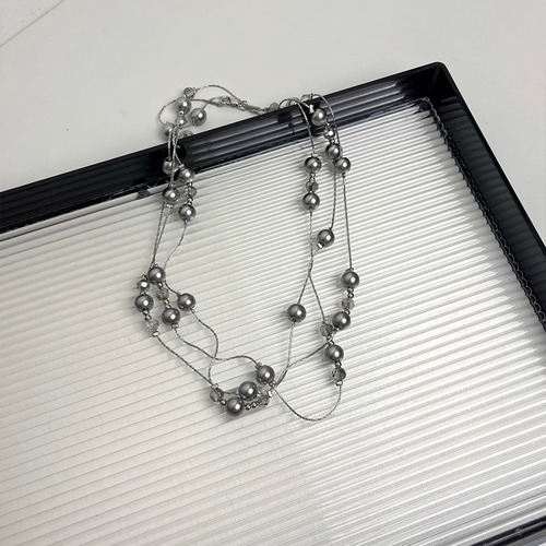 Layered multi-color gray pearl necklace long multiple ways to wear sweater chain luxury clavicle minority design necklace