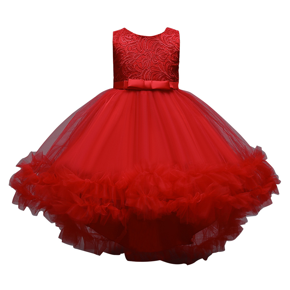 速卖通eBay女童拖尾蓬蓬裙晚礼服小主持人婚纱公主裙儿童圣诞服装