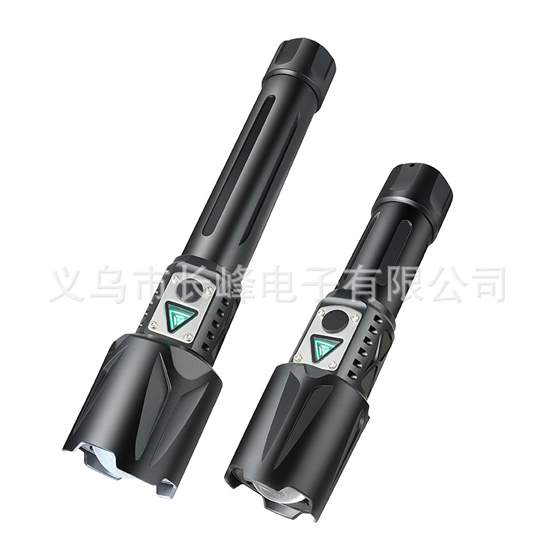 Transfronteriza al aire libre linterna de luz fuerte lente grande zoom pantalla electrónica USB carga con entrada y exportación linterna