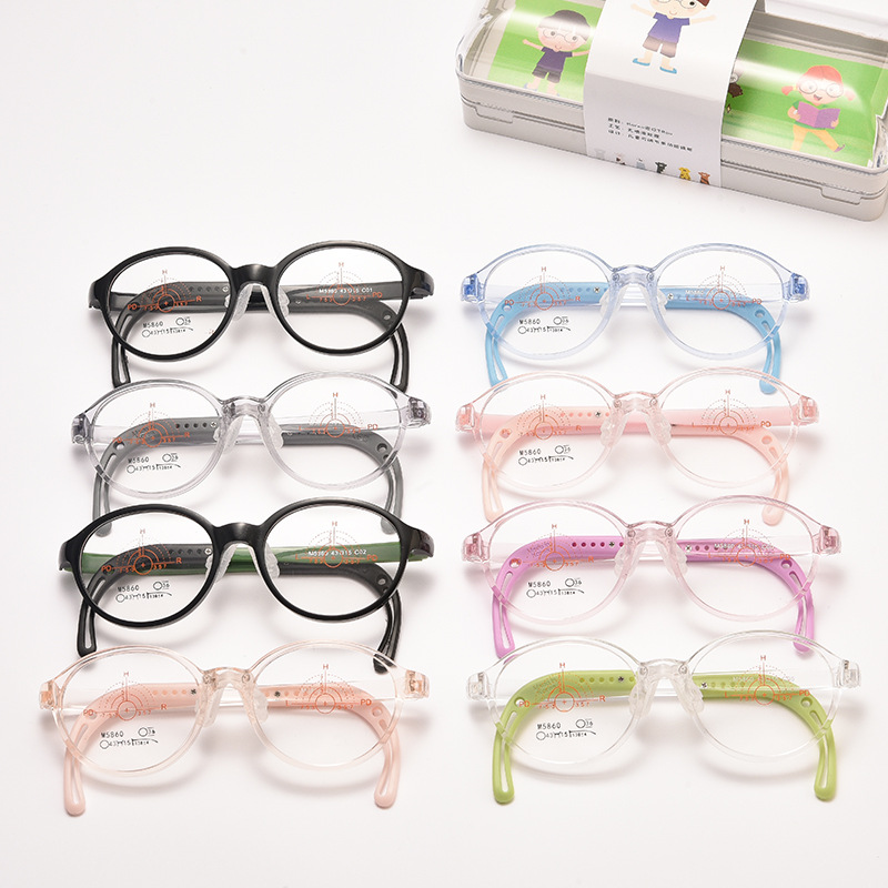 丹陽眼鏡批發兒童番茄同款奶嘴硅膠鼻托可調節鏡腿男女防控眼鏡框