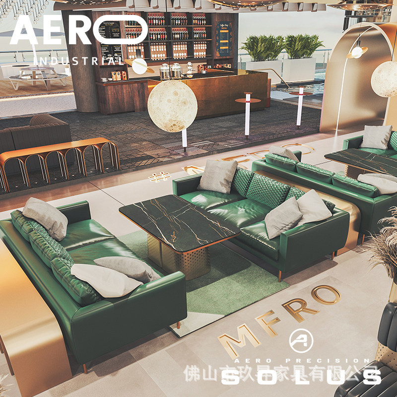 American-Style Restaurant Bar Ktv Booth Sofa Coffee Table Cafe Set Sales Office Leisure Area Table and Chair Combination