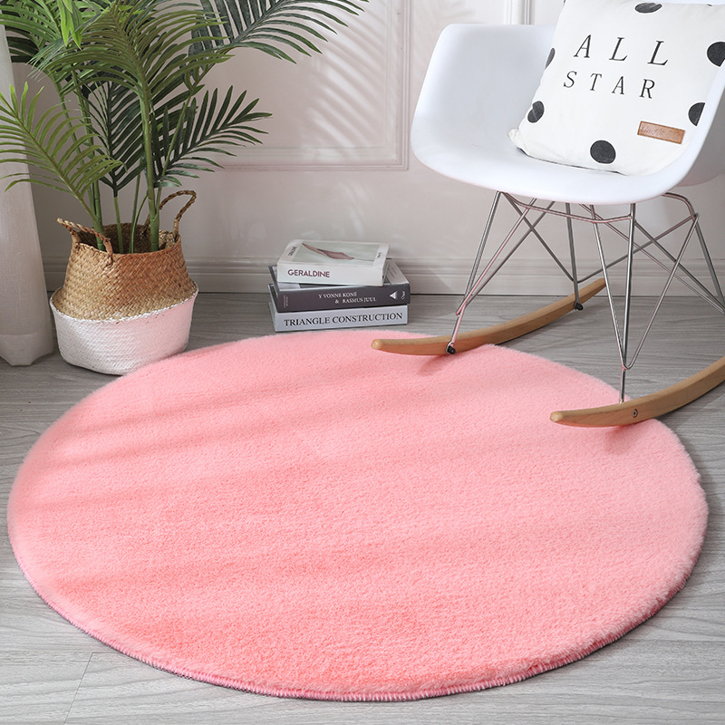 모조 토끼 모피-핑크-라운드