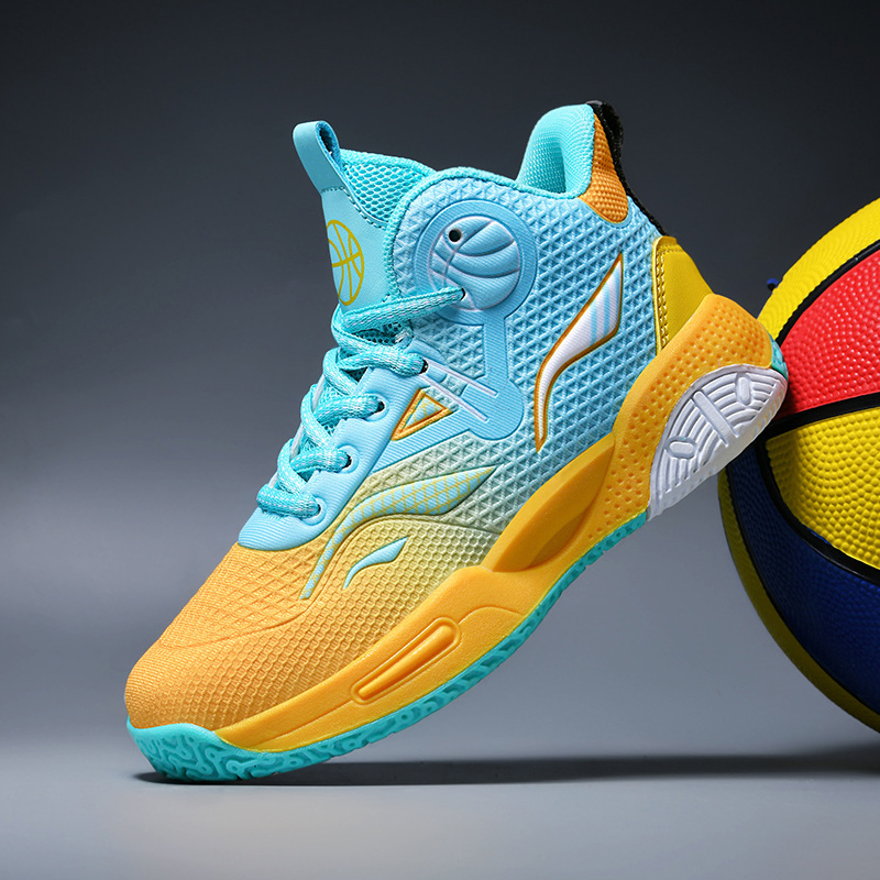 Guochao Children's Basketball Shoes 2026 New Spring and Autumn Models Boys' Shoes Running Sports Shoes Breathable Mesh Surface