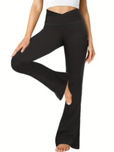 F 40044 Cross Waist Flared Yoga Pants �������٤���� �羳��