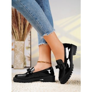 New patent leather glossy tassel mid-heel vintage loafers plus size fashion casual single shoes_voghion.com