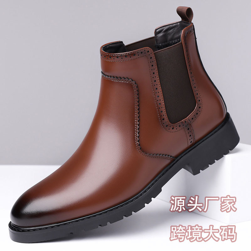 Men's Chelsea Boots Genuine Leather British Style Slip-On Ankle Boots Business Casual Leather Boots Winter Non-Slip Men's Shoes Men's Chelsea Boots Genuine Leather British Style Slip-On Ankle Boots Business Casual Leather Boots Winter Non-Slip Men's Shoes