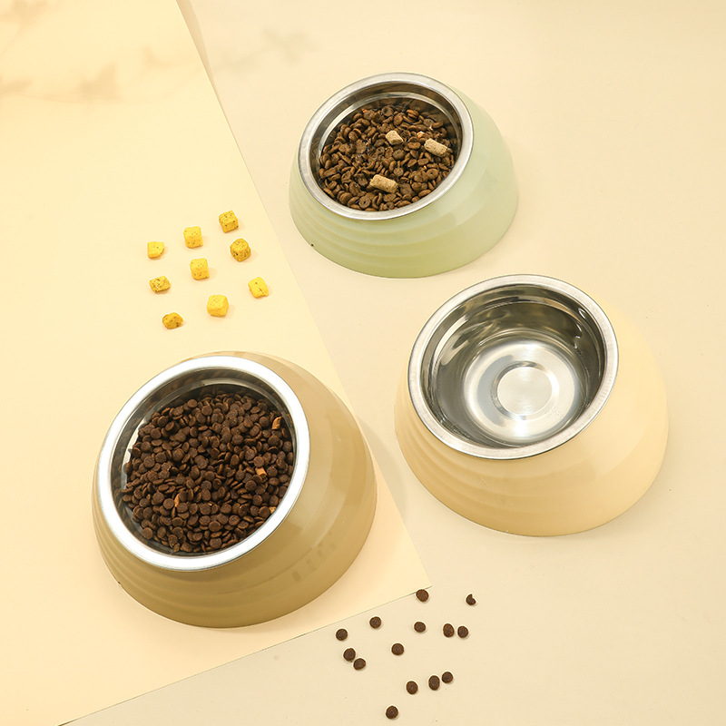 Nuevo tazón original para mascotas de acero inoxidable tazón para gatos tazón para perros alimentador cuello de protección boca inclinada tazón de comida para gatos tazón para perros utensilios para mascotas