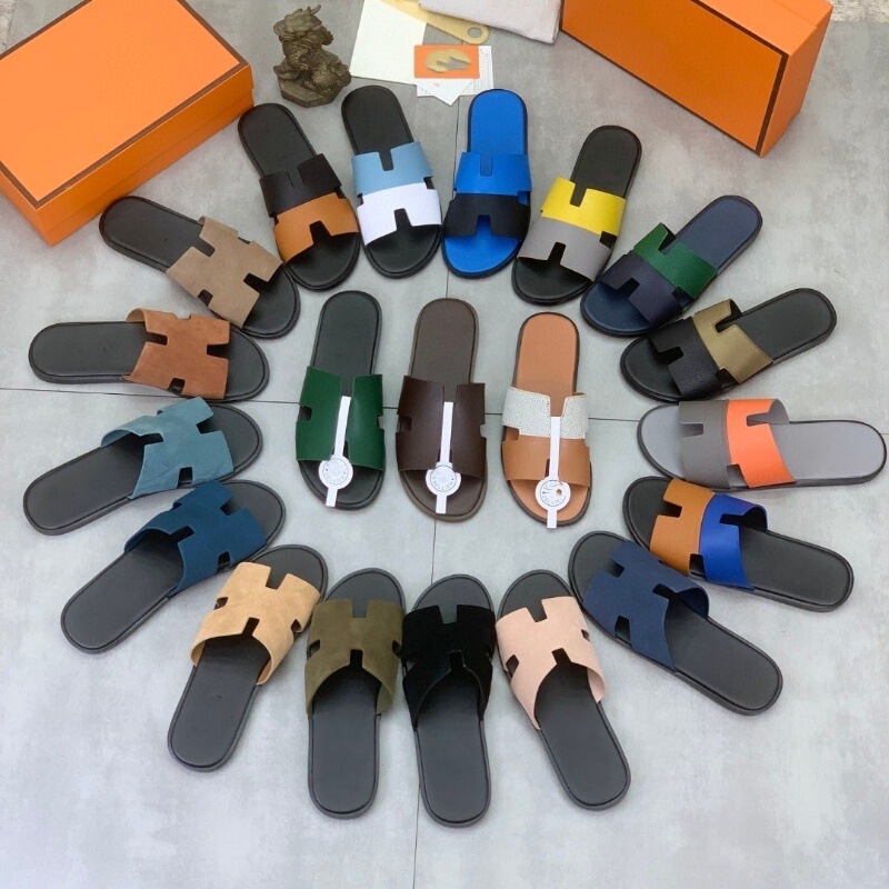 Cross-Border Big-Name Slippers European Luxury H Slippers Genuine Leather Outer Wear Beach Ready-Made Men's Shoes Cool Flats Slippers Cross-Border Big-Name Slippers European Luxury H Slippers Genuine Leather Outer Wear Beach Ready-Made Men's Shoes Cool Flats Slippers