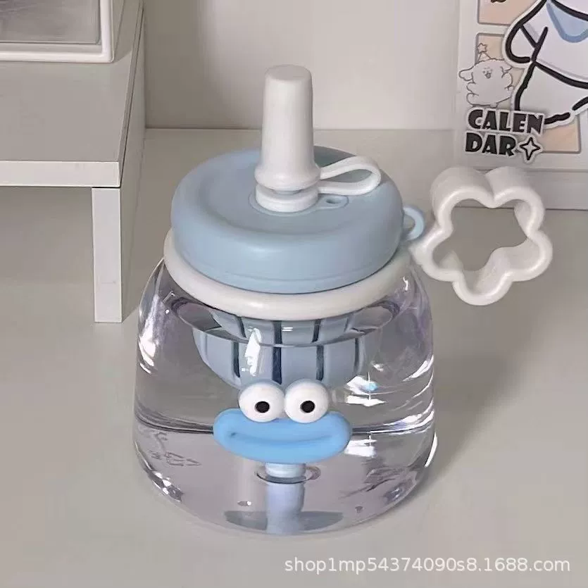 Бутылка для воды 1000 мл, трубочка с разделителем tea/water, широкий горлышко с ручкой и ремешком