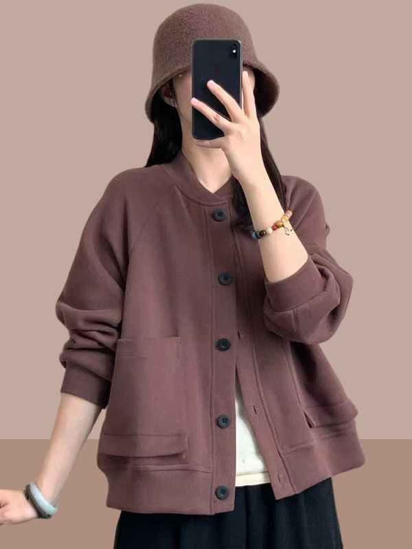 2025春秋季新款短外套女士开衫卫衣宽松大码棒球服休闲夹克女上衣|undefined
