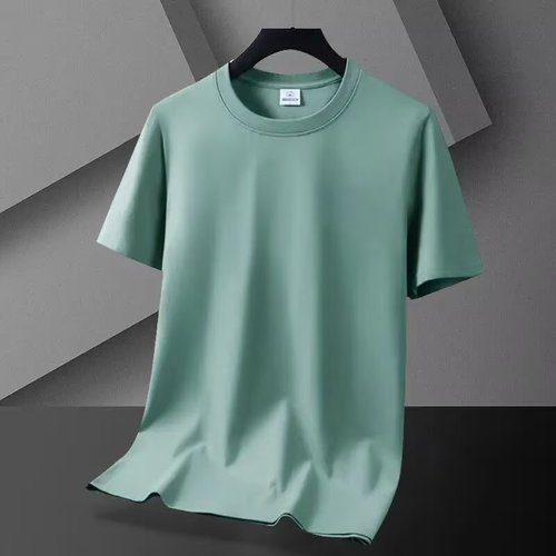 Men's Round Neck Modale Summer Short Sleeve T-Shirt - Pure Color High-End Ice Feel, Slim Fit Silk-Cotton Half-Shirt Top