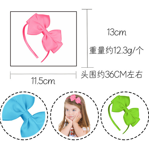 Pure Color Bow Children Hair Band for Girls Polyester Ribbed Headband Hair Accessory Cute Versatile