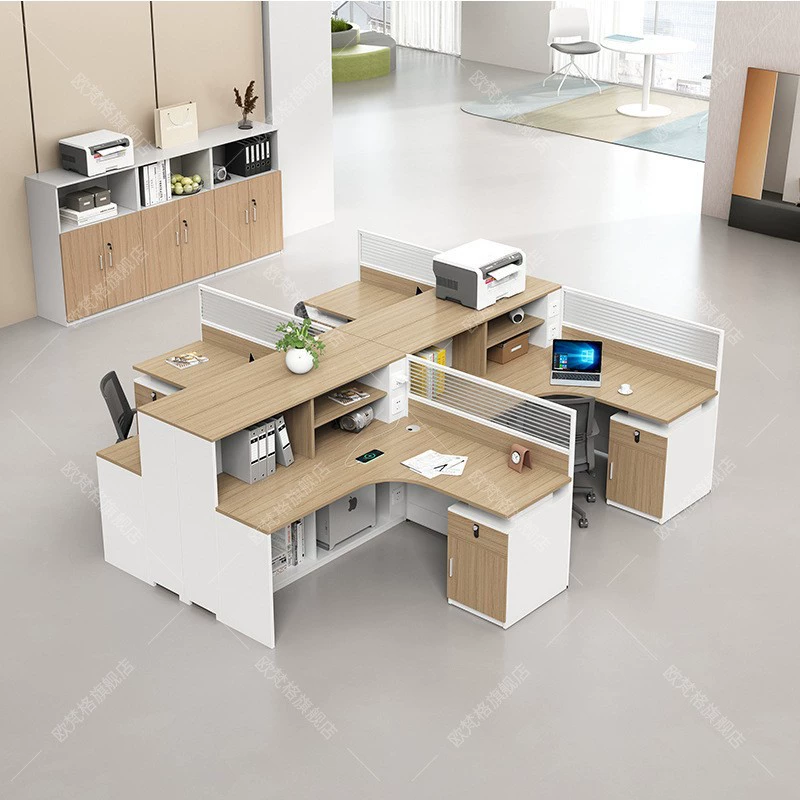 Финансовый стол Стол для персонала Комбинация Стол и Стол для 4 человек 6 двойных минималистичных офисных столов