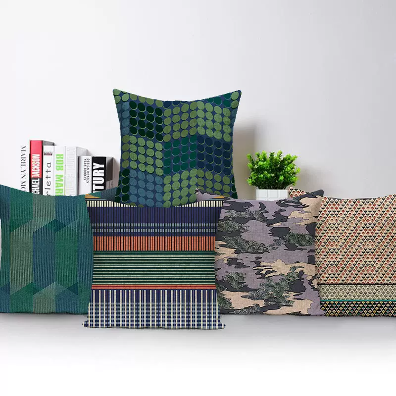 现货抱枕批发规则细线体涤纶几何靠垫套家居装饰办公司汽车抱枕被