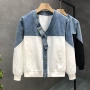 春秋款新款撞色v领上衣