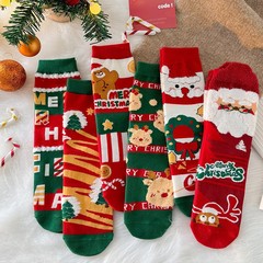 新作コームコットンクリスマス靴下男女秋冬中筒靴下クリスマスプレゼント