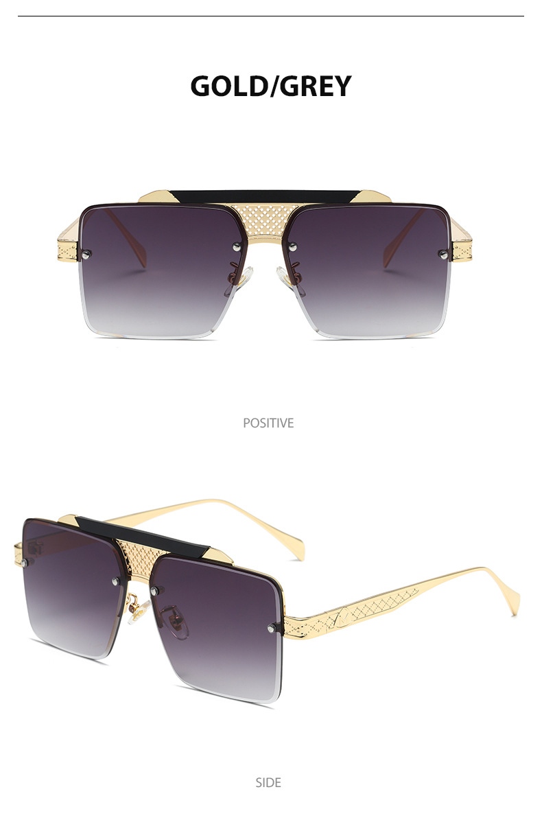 Luxury Square Sunglasses Double Bridge Unisex Stylish Eyewear_voghion.com