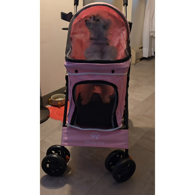 2026秋冬跨境外贸新款小型宠物推车（带杯架雨伞狗推车|ru