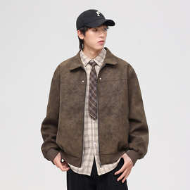 夹克男春季潮牌男装休闲百搭卫衣裤子服装PU男款皮衣男士外套上衣