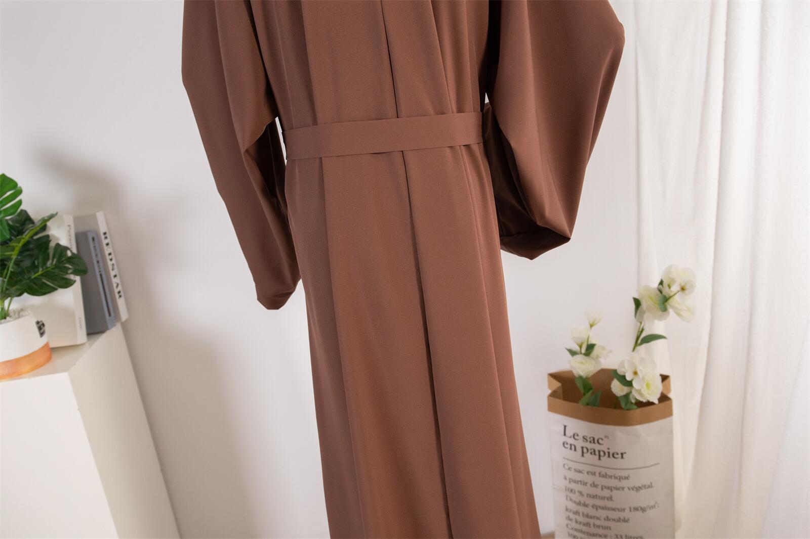 Cross-border Women's Dress, Solid Color Islamic Clothing, Dubai Saudi Turkey Robe, Middle Eastern Foreign Trade Style_ecoleips.com