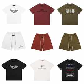 跨境外贸潮牌FOG美式复古宽松经典款贴胶字母潮流男女情侣短袖t恤