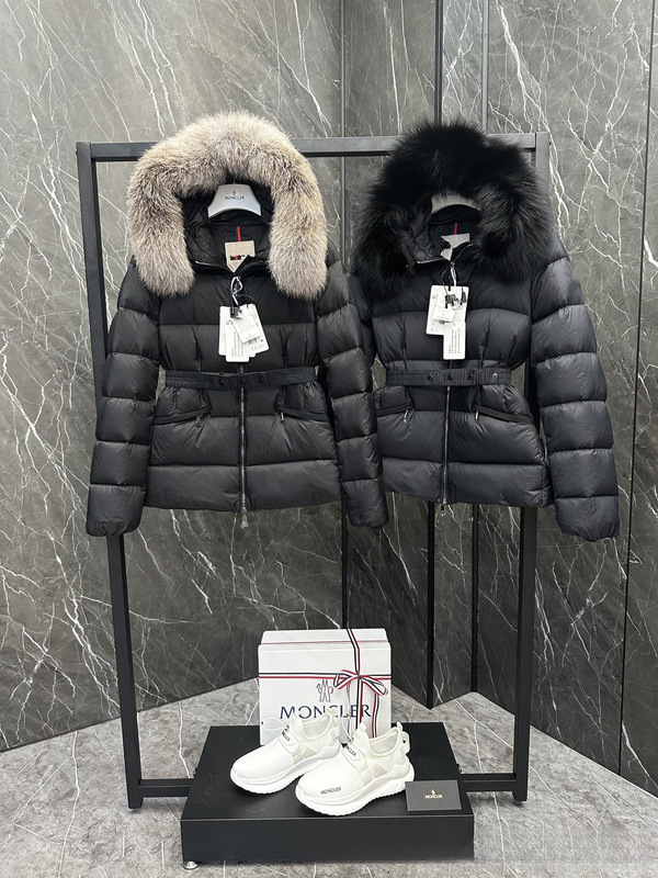 High-End Boed down Jacket for Women with Fur Collar, Mid-Length, Hooded, Slim Fit, Belted, Short Coat, Long Sleeves