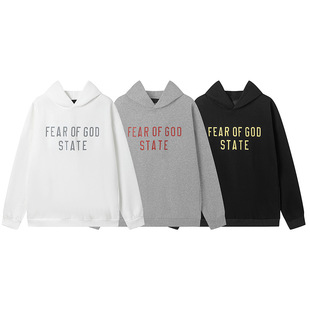 FOG new fashion brand FEAR OF GOD double line ESSENTIALS autumn and winter fleece-lined loose hooded sweater men