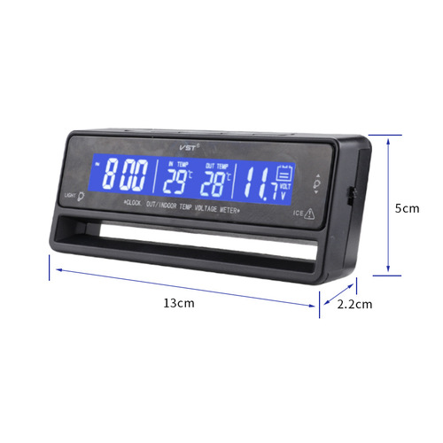 Automotive digital thermometer Voltage monitoring meter Two-color backlight high-precision Vehicle-mounted electronic clock