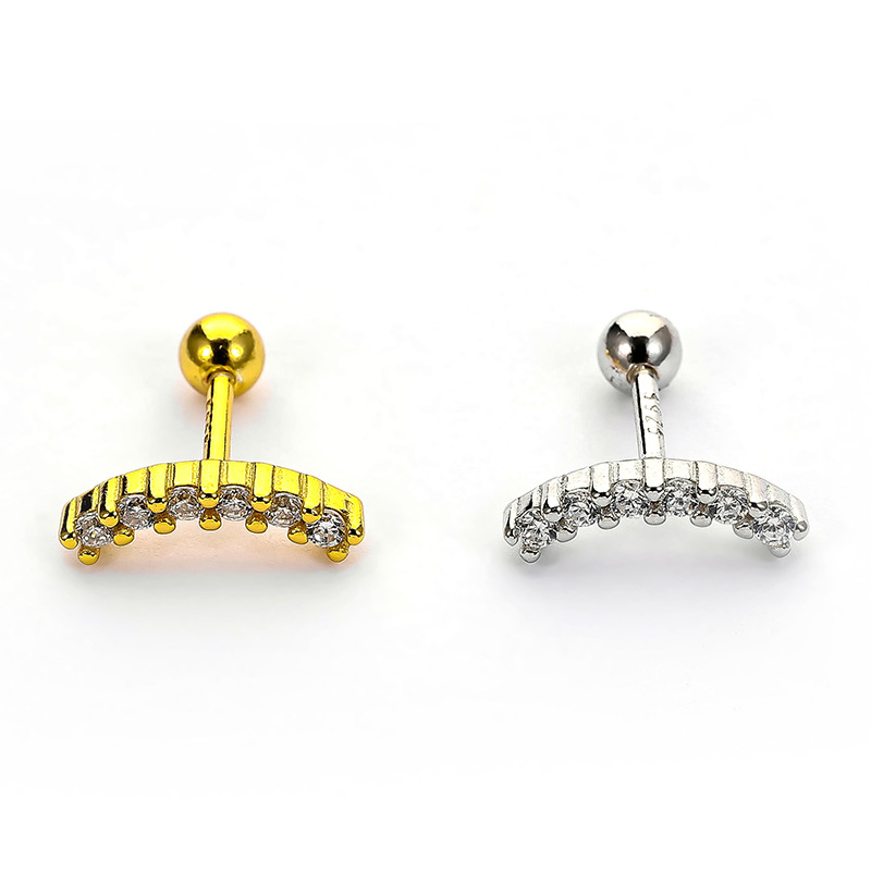 Unisex Gender Plating, Inlay Design 1 Piece 925 Sterling Silver Zircon Flower Ear Studs