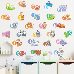 FX-F345 Cartoon animals with 26 English letters for preschool education children’s room home wall decoration stickers