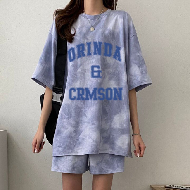 Special offer 2024 summer loose printing Korean chubby girl plus size women's short sleeve two-piece 5-color casual sports set Special offer 2024 summer loose printing Korean chubby girl plus size women's short sleeve two-piece 5-color casual sports set