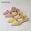 Pointed sandals 2022 summer new pattern Baotou Shallow mouth Korean Edition Women's shoes Hollow Exorcism Flat bottom Sandals