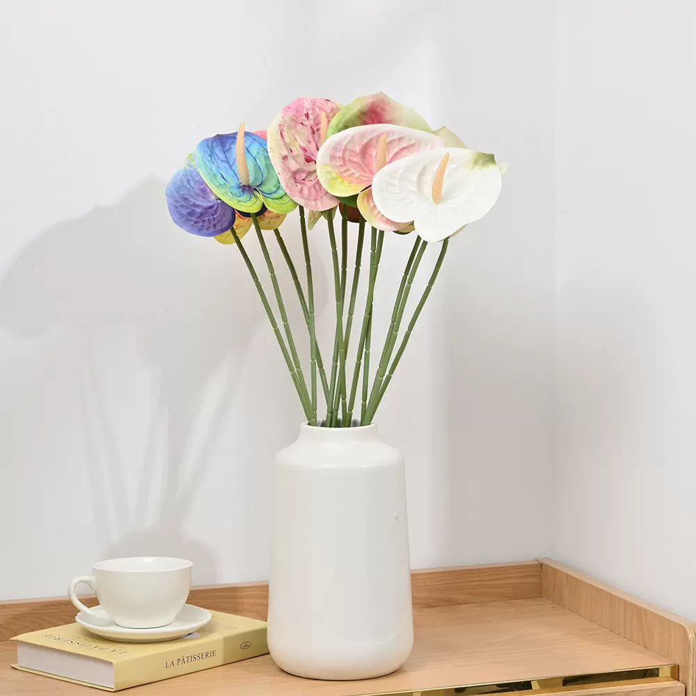 仿真绿植单枝红掌 火鹤掌 3D打印红掌仿真花婚礼堂布置家居装饰