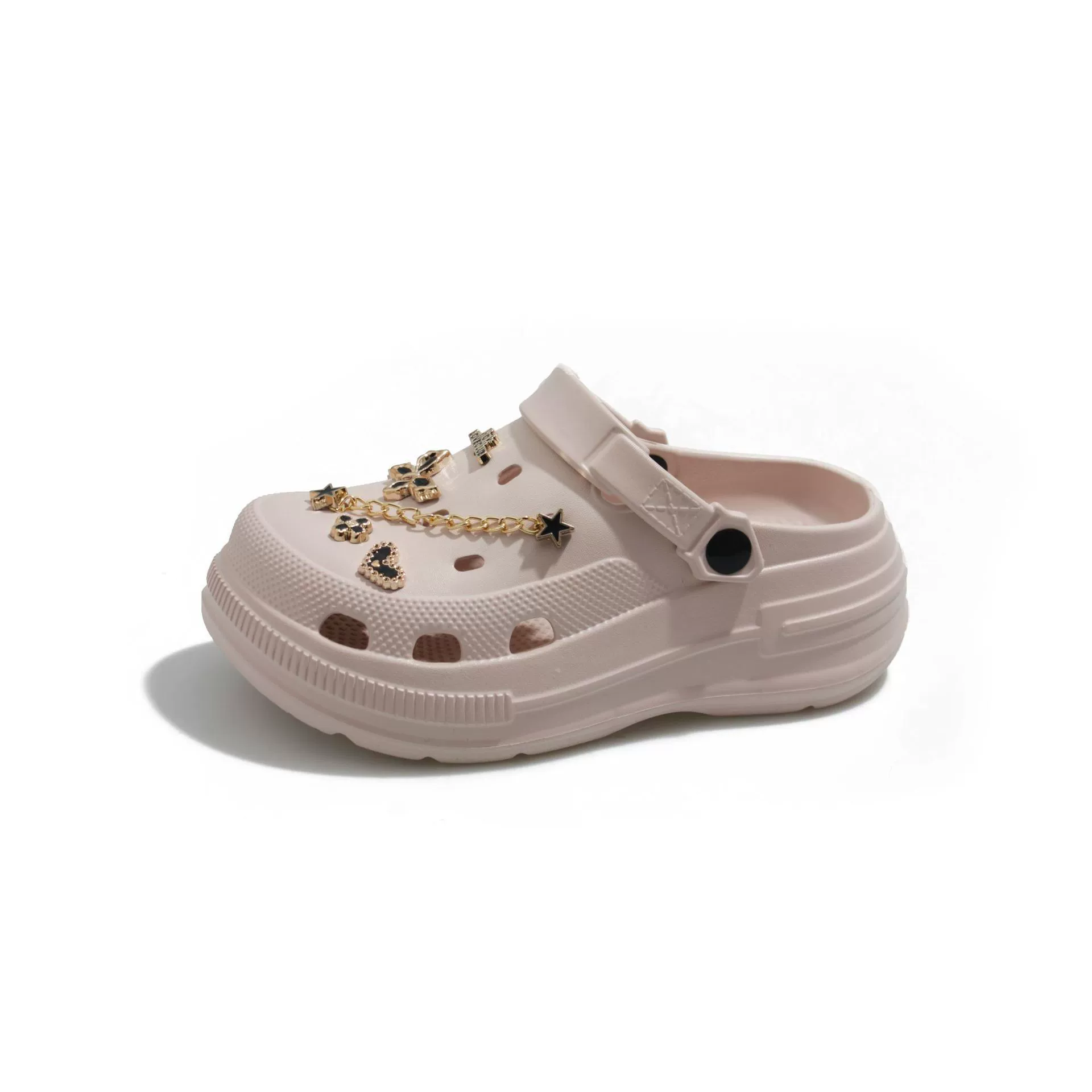 Non‑slip deodorized platform sandals, lightweight clogs with butterfly charms, sizes 36–41